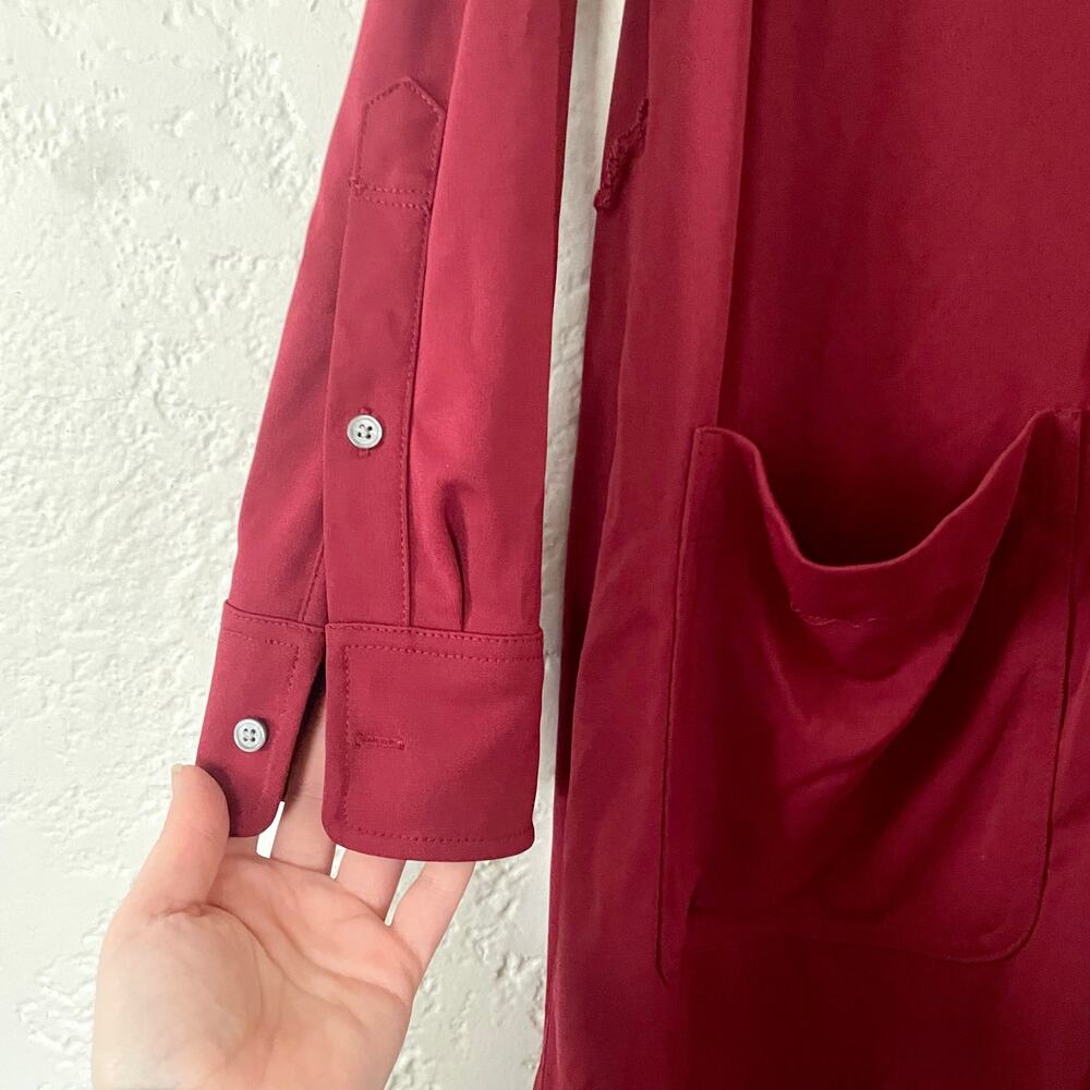 J. Crew Long Sleeve Belted Knit Knee Length Dress Burgundy sz S - Picture 5 of 10
